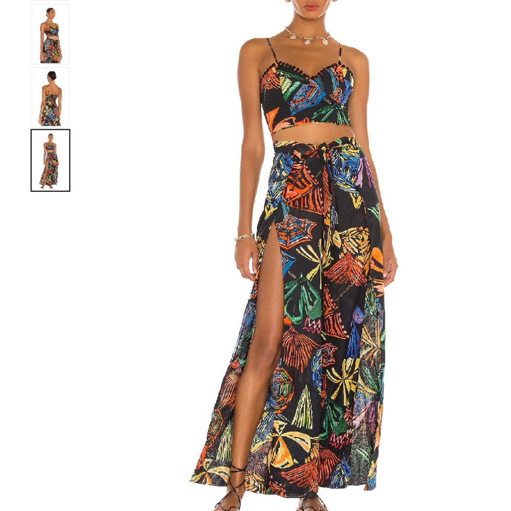 Charo Ruiz Top + Pareo Trouser Set in Black Print